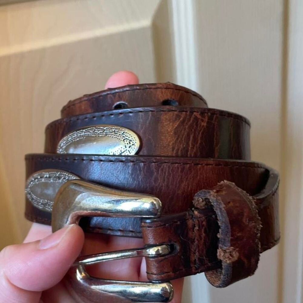 Haggar Women's Brown and Silver Belt